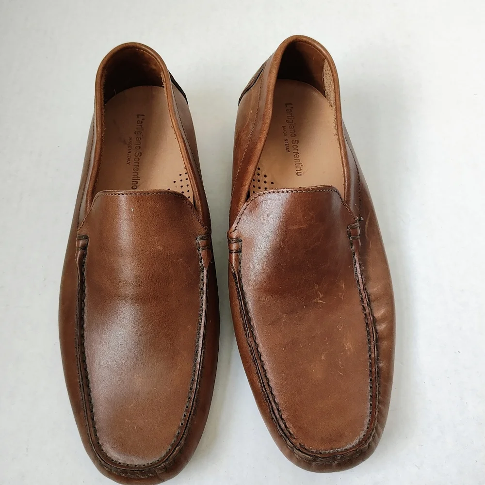 L'artigiano Sorrentino Men's Leather Slip-on Driving Moccasin Shoes Sz 44/ 11US